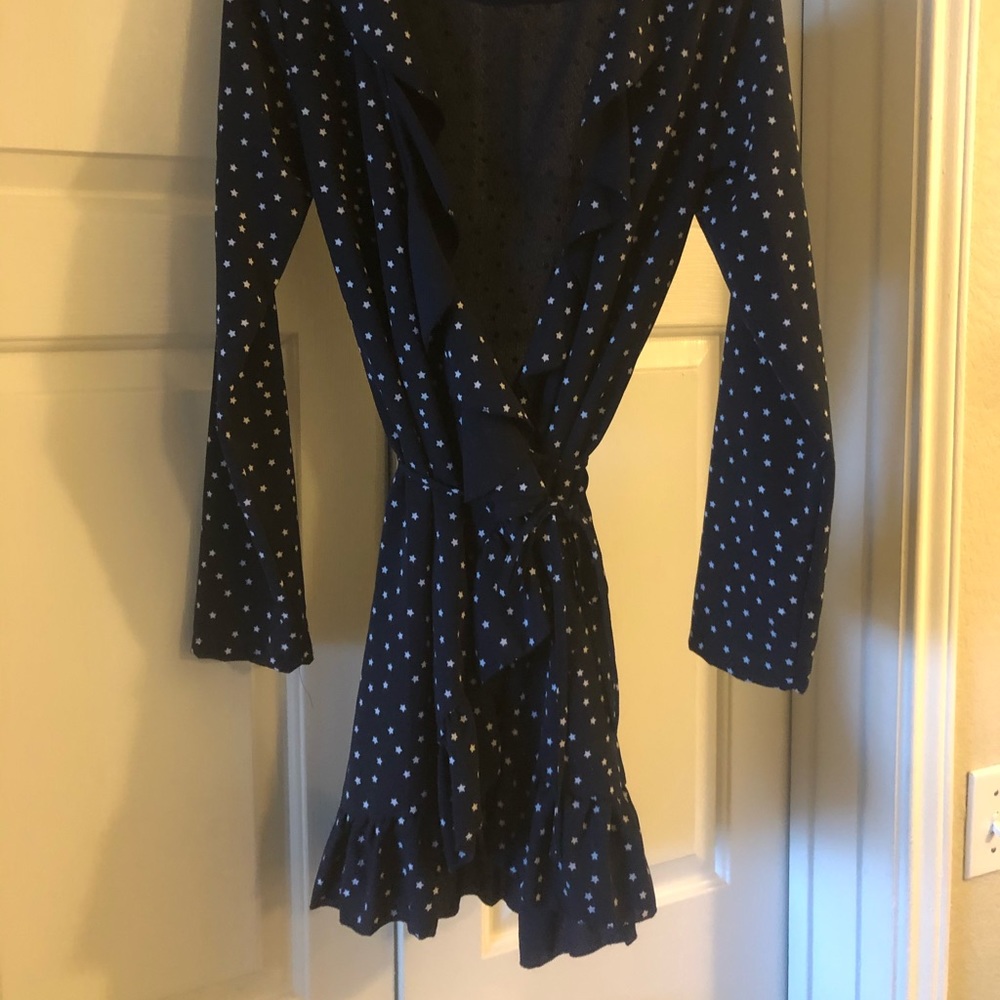 Long sleeved wrap mini dress